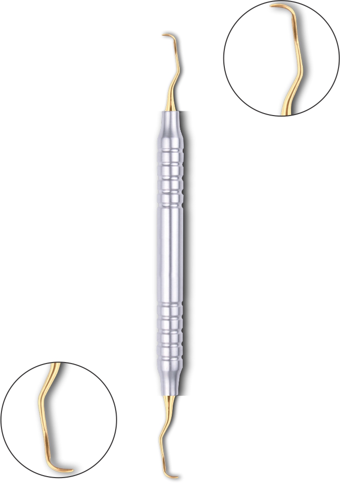 Gracey Kürette 11-12 mit Titanium Plasma (Gold) Coating Hohlgriff 10 mm 175 mm