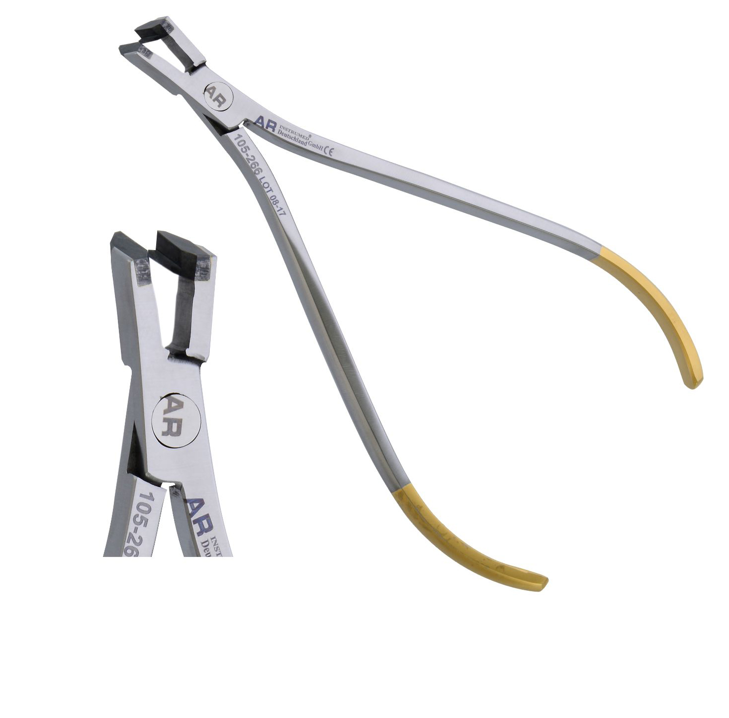 TC Distal End Cutter m/langem Griff gebogen 10° Drähte bis .022 x .028