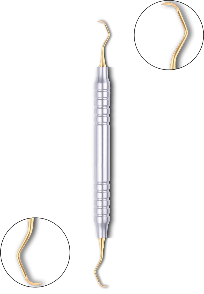 Gracey Kürette 7-8 mit Titanium Plasma (Gold) Coating Hohlgriff 10 mm 175 mm