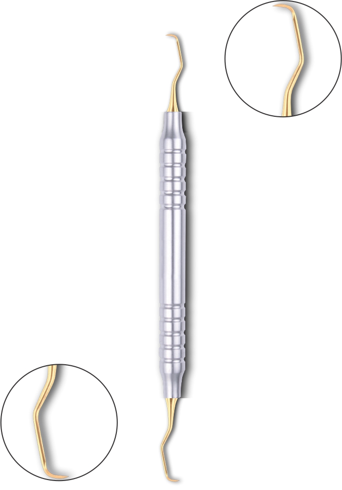 Gracey Kürette 5-6 mit Titanium Plasma (Gold) Coating Hohlgriff 10 mm 175 mm