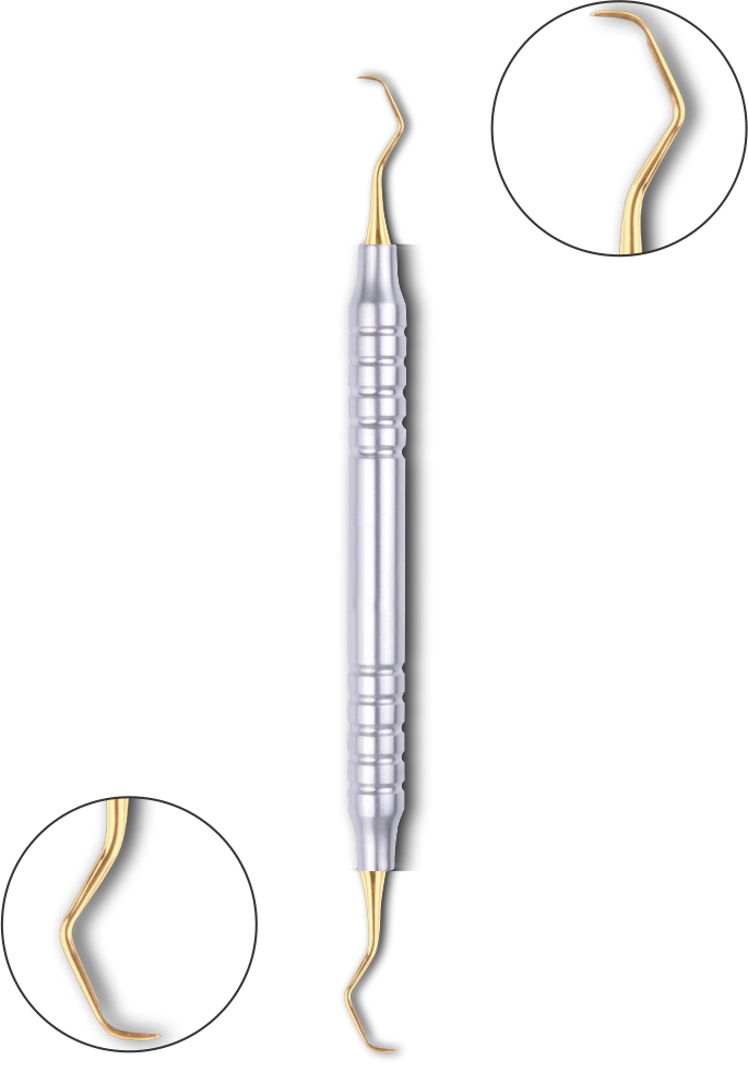 Gracey Kürette 3-4 mit Titanium Plasma (Gold) Coating Hohlgriff 10 mm 175 mm