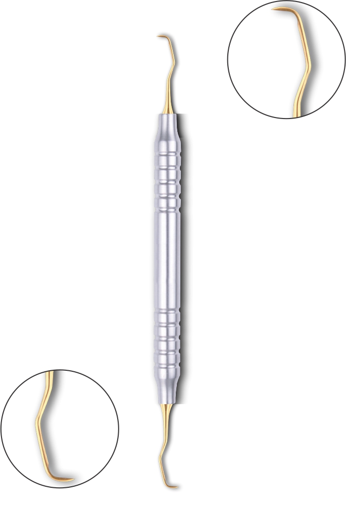 Gracey Kürette 1-2 mit Titanium Plasma (Gold) Coating Hohlgriff 10 mm 175 mm