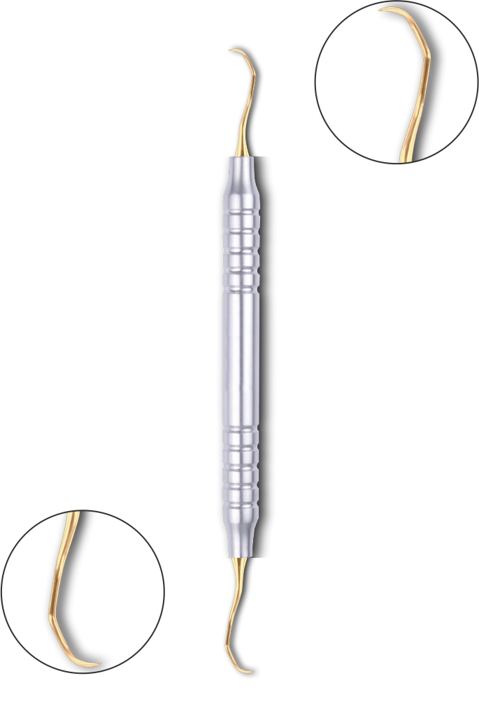 Gracey Kürette 13-14 mit Titanium Plasma (Gold) Coating Hohlgriff 10 mm 175 mm