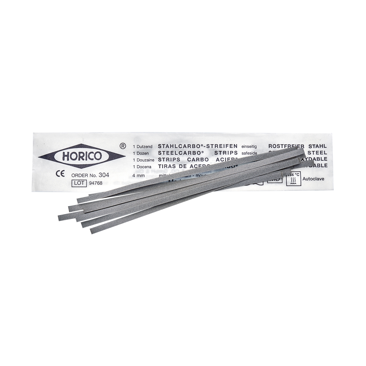 Stahlcarbo® Stripp-Streifen extrafein 150 mm x 6 mm einseitig 12/PK