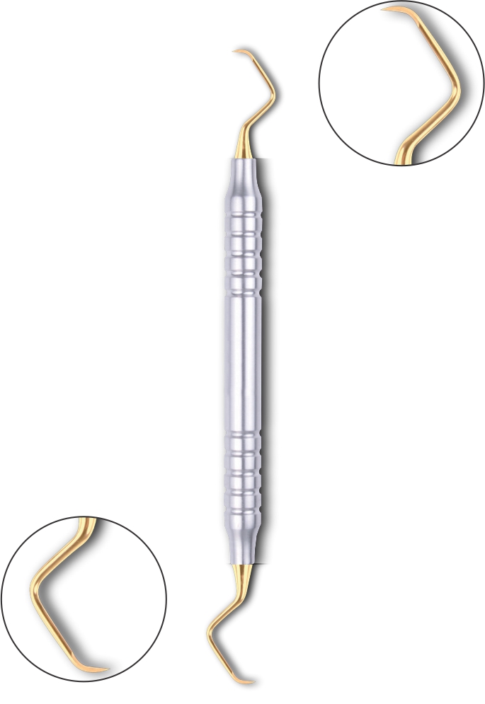 Gracey Kürette 9-10 mit Titanium Plasma (Gold) Coating Hohlgriff 10 mm 175 mm