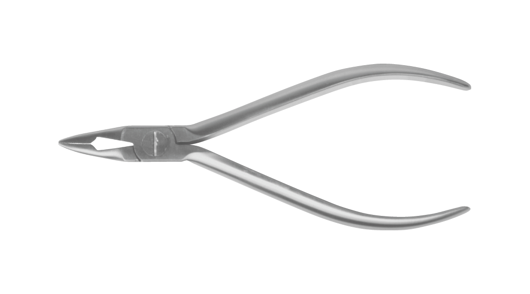 Weingart Universal Plier Mini Serrated tips. Not suitable for debonding brackets. Hard wires up to 0.5 mm